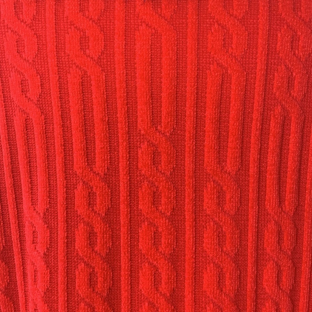 Lola Made in Italy Red Black Cable Knit Fur Collar Duster Cardigan Coat 8 44 - Picture 13 of 17